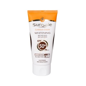 کرم ضد آفتاب SPF50 روشن کننده سان سیف مناسب انواع پوست بژ روشن50 گرم