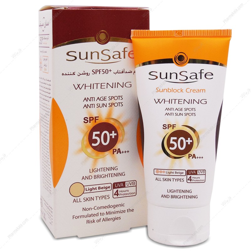 کرم ضد آفتاب SPF50 روشن کننده سان سیف مناسب انواع پوست 50 گرم